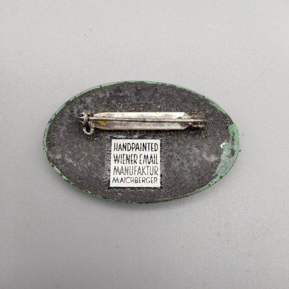 Michaela Frey Austrian Hand Painted Enamel Brooch Email Manufaktur Vintage - Picture 2 of 5